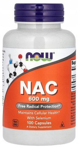 NAC 600 мг N-ацетилцистеїну ​​NOW Foods 100 капсул.