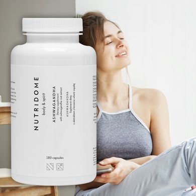Таблетки для снижения стресса с ашвагандой и индийским женьшенем Nutridome 180 капсул