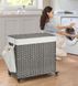 Корзина для белья 140 л с крышкой, 3 секции, на колесах, серая