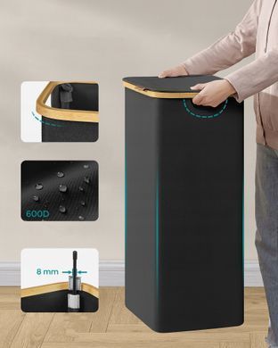 Черная корзина для белья с крышкой 90 л