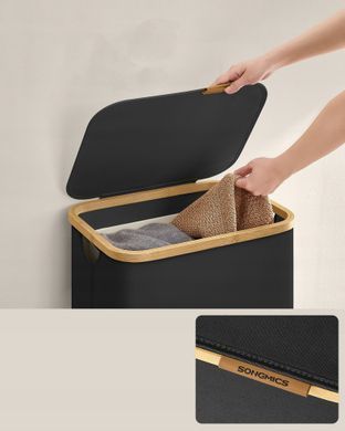 Черная корзина для белья с крышкой 90 л