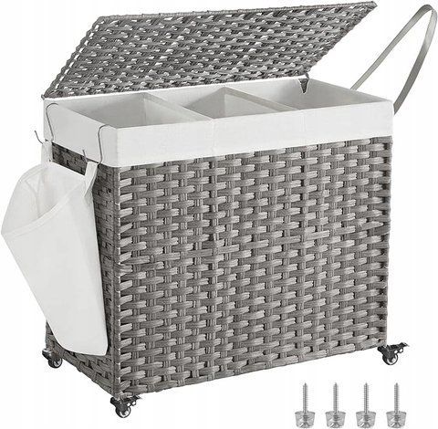 Корзина для белья Songmics 160 л с крышкой и колесами
