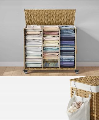 Корзина для белья Songmics 160 л с крышкой и колесами