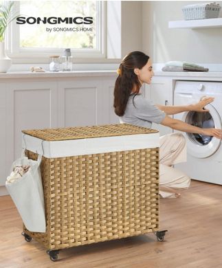 Корзина для белья Songmics 160 л с крышкой и колесами