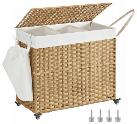 Корзина для белья Songmics 160 л с крышкой и колесами