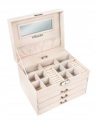 Скринька для прикрас Villado кремова з екошкіри. Органайзер для біжутерії - 1
