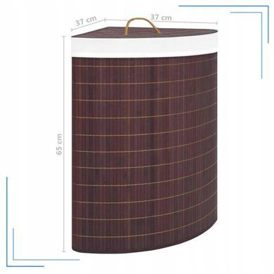 Бамбуковая корзина для белья с серой вкладкой 60 л 45&times;28&times;61 см