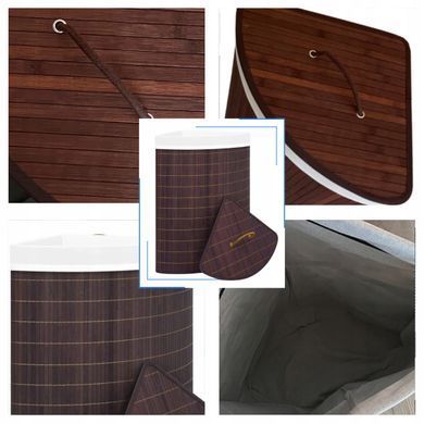 Бамбуковая корзина для белья с серой вкладкой 60 л 45&times;28&times;61 см